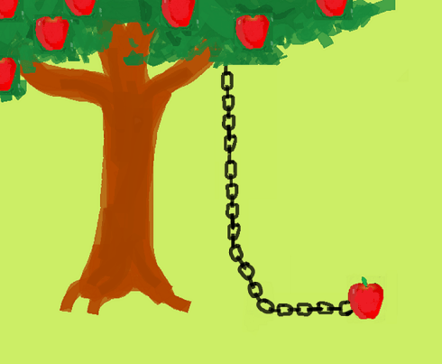 apple tree 2 w NO eyes & chain